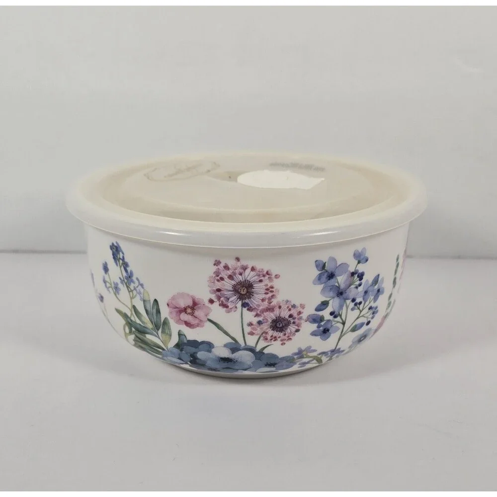 Grace Pantry Floral Porcelain Storage Cereal Soup Bowl Vented Lid